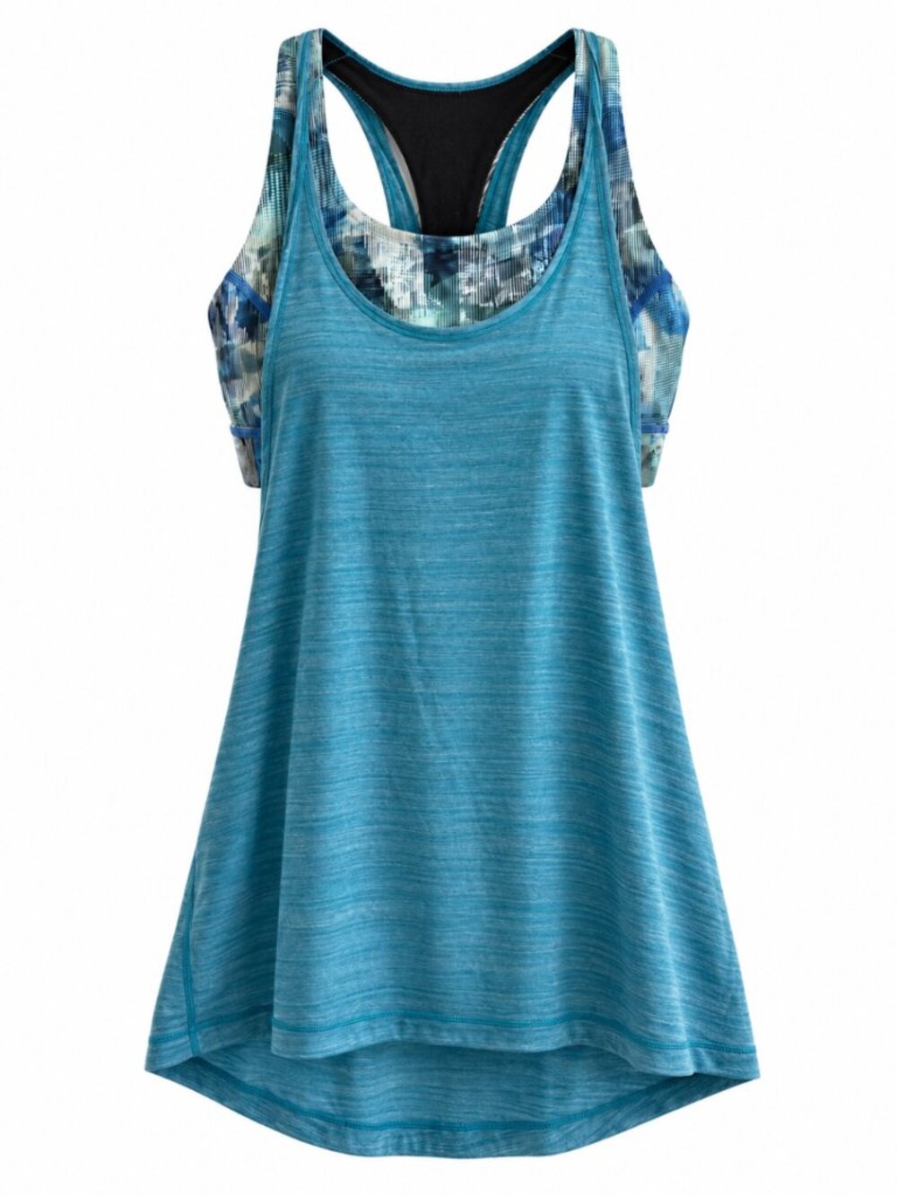 🦋 2/$30 Lululemon Twist & Toil Heathered Teal Blue Tank Built-In Bra Size 4